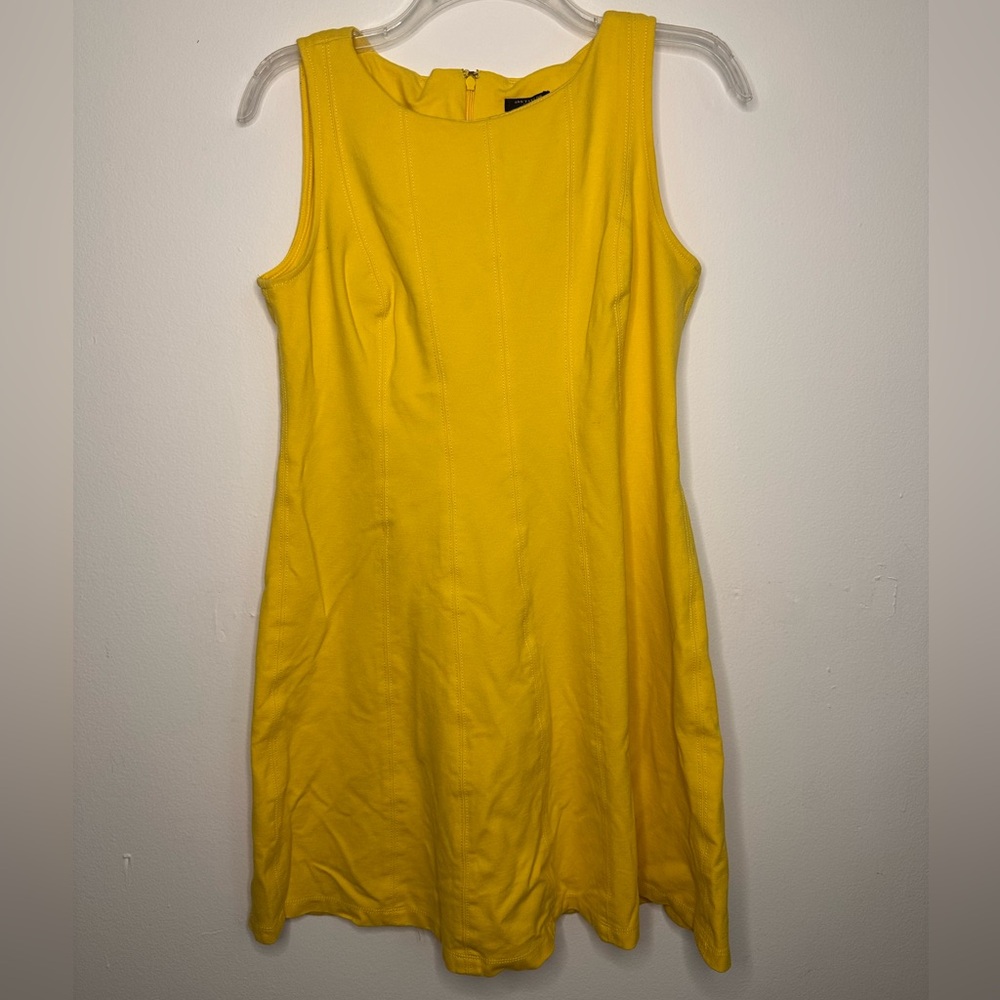 Ann Taylor Petite Women’s Sleeveless Dress Vibrant Yellow Zip Closure